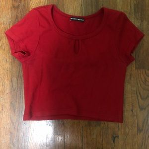red keyhole front crop top